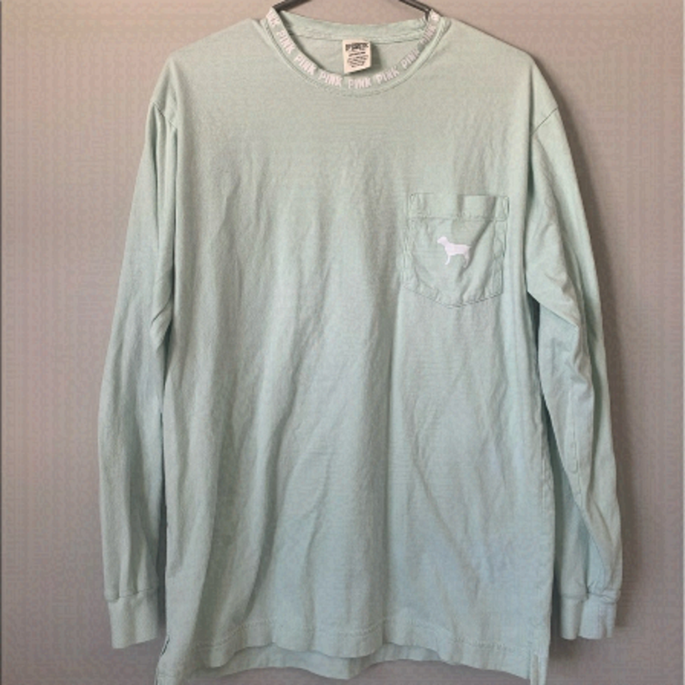 𝅺VICTORIA Secret Pink Mint Green Oversized Long Sleeve - Size Small